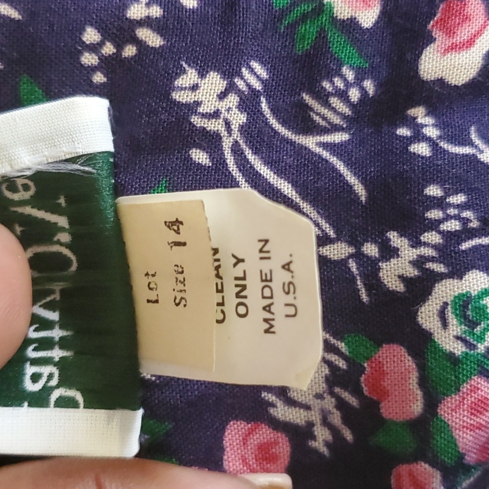 Patty O'neil vintage midi/maxi women's blue floral dress size 14 - Picture 15 of 17